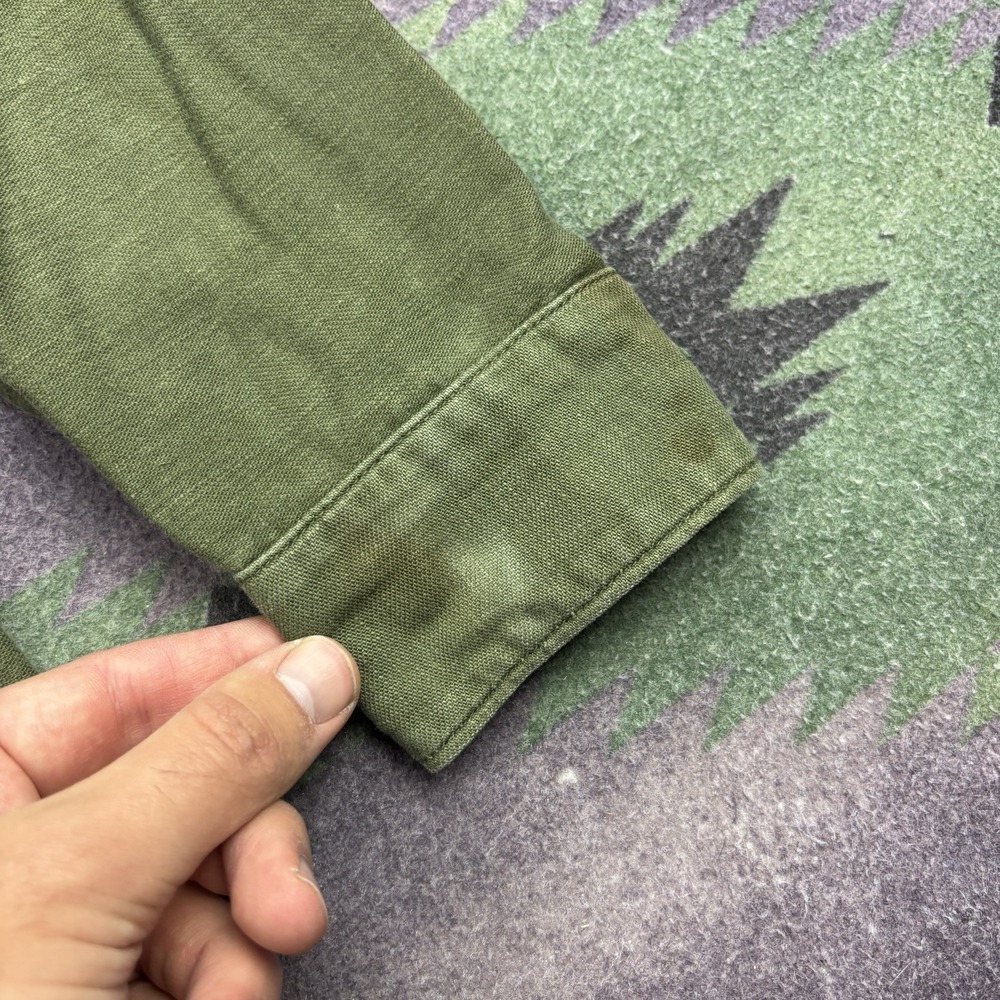 Vintage 70s OG-107 Sateen Shirt Men's Medium 15.5x33 Green Army Vietnam Military - Picture 6 of 10